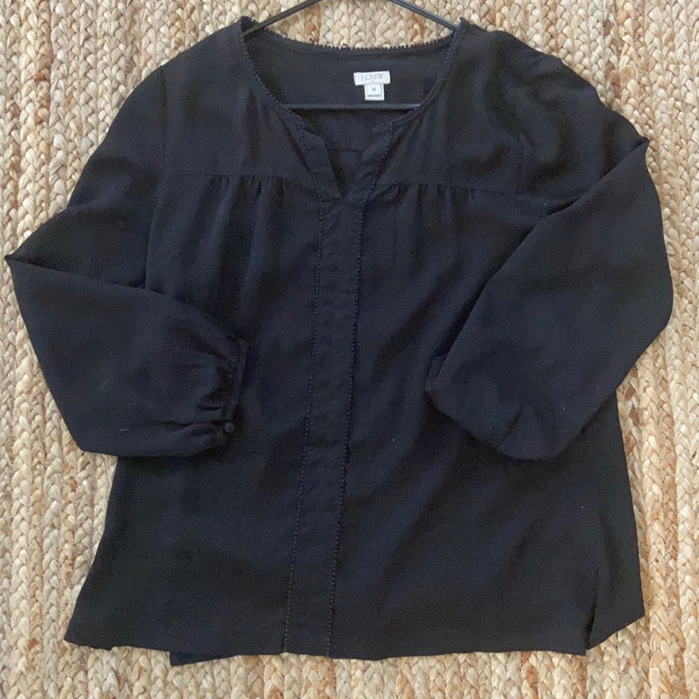 J.Crew Factory size Medium black blouse with detail down front and neck